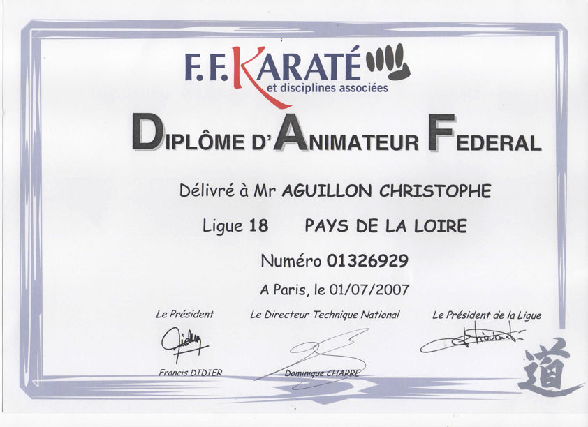 DAF Christophe AGUILLON, professeur cours adultes, Ecole Yonnaise de Karaté