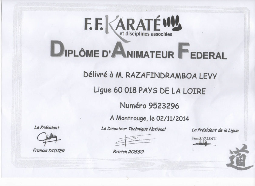 DAF Lévy RAZAFINDRAMBOA, professeur cours adolescent, Ecole Yonnaise de Karaté